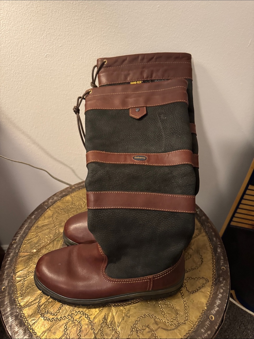 Dubarry of Ireland Brown and Black Leather Tall Waterproof Boots